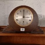 ART DECO OAK MANTLE CLOCK & A RHYTHM CLOCK