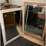 2 WHITE FRAMED MIRRORS 50 X 70 CM & RECTANGULAR MIRROR 68 X 94 CM