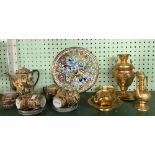SHELF OF FOREIGN TEA WARE & GOLD PAINTED CHINAWARE