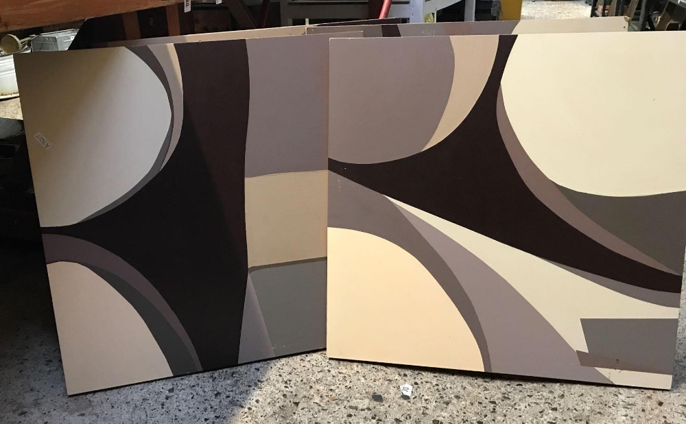 SET OF 4 ABSTRACT PAINTINGS ON WOOD BY MARGIE HAYES (2003) - Image 2 of 3