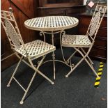 ROUND METAL TLS TABLE & 2 MATCHING CHAIRS