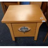 TEAK EFFECT SQUARE COFFEE TABLE WITH SINGLE DRAWER