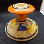 CLARICE CLIFF CANDLESTICK - THE FANTASTIC DESIGN- TINY CHIP TO BASE