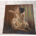 2 OIL ON CANVAS OF NUDE LADIES & OIL ON CANVAS OF A SEDUCTIVE LADY