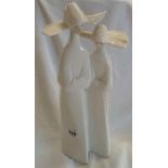 LLADRO FIGURE OF 2 NUNS APPROX 32cm HIGH WITH A LLADRO FIGURE OF AN ANGELS HEAD