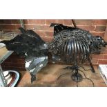 LARGE METAL WEATHER VANE IN THE FORM OF A FISH MADE OUT OF NUTS, BOLTS ETC
