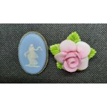 A WEDGWOOD BROOCH & ANOTHER