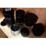 4 CCE LENSES - 2 BY SOLIDORE & 1 BY CARL ZIESS JENA THE OTHER BY AUTO TELE PLUS WITH CASES