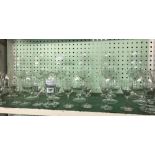 SHELF OF GLASSWARE CONSISTING OF WINE GLASSES ETC