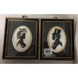 2 F/G SILHOUETTES BY ENID ELLIOTT LINDA, SIGNED. LADY EMMA & HIS LORDSHIP, RETAILED BY PENNY