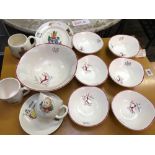 SMALL QTY OF CHINA INCL; BESWICK CUP & SAUCER, DISHES & BOWL BY CROWN DEVON