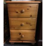 PINE 3 DRAWER BEDSIDE CABINET