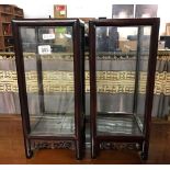PAIR OF GLAZED ORIENTAL CANDLE HOLDER CABINETS