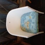 WHITE LOOM TUB CHAIR WITH MAP DESIGN