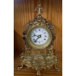 OAK DOMED MANTLE CLOCK REQUIRES WORK & HEAVY METAL MANTLE CLOCK ALSO IN NEED OF SOME FURTHER WORK