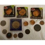 QTY OF COINS & AAM (SOME REPRODUCTION) & VICTORIAN HALF PENNY MODELLED INTO A PILL BOX