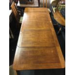 OAK DRAW LEAF DINING TABLE WITH 6 CHAIRS (CHAIRS NOT MATCHING)