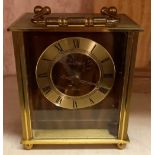 MINIATURE BRASS EFFECT CARRAIGE CLOCK HEIGHT 22cm A/F