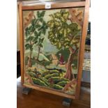 HUNTING SCENE TAPESTRY FIRE SCREEN