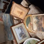 QTY OF GILT FRAMED PICTURES, OVAL PICTURES ETC