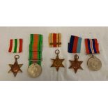 GROUP OF 5 WWII AAM WITH RIBBONS & PAPERWORK UNKNOWN RECIPIENT WITHDRAWN FROM AUCTION