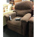 BROWN ELECTRIC RISE & RECLINE ARMCHAIR