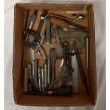 BOX OF VARIOUS TOOLS,SPANNERS & FILES ETC