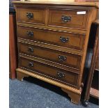 SMALL YEW-WOOD CHEST OF 5 DRAWERS WITH INLAY TO TOP