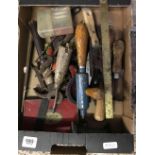 CARTON OF TOOLS INCL; HAMMER, SPANNER, SCREW DRIVER ETC