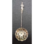 A VICTORIAN SILVER APOSTLE TOP SIFTER SPOON - B'HAM 1893