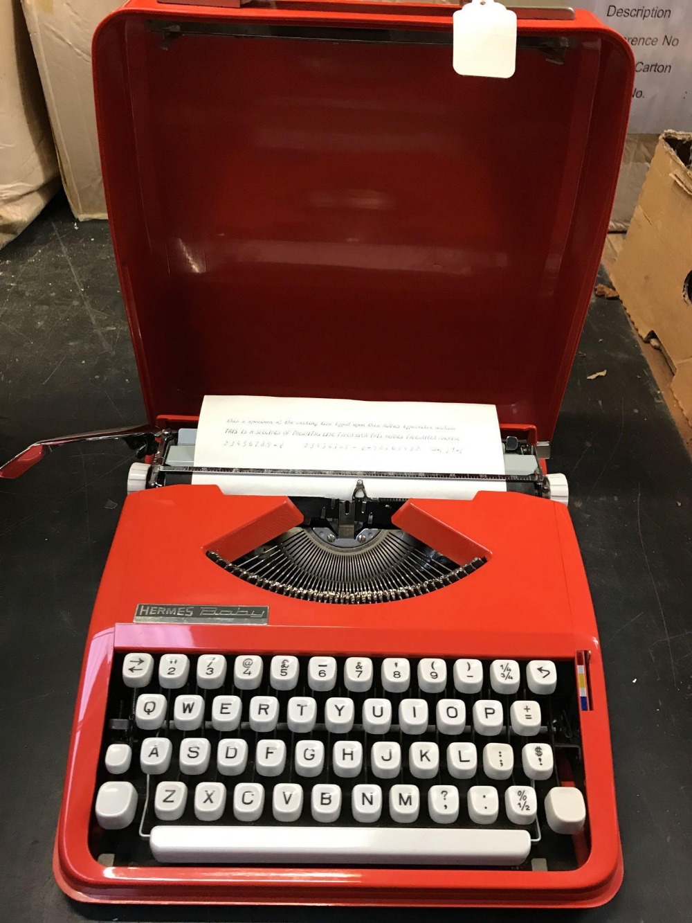 CASED HERMES BABY SCRIPT TYPE STYLE TYPEWRITER - GOOD CONDITION
