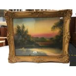 PAIR OF GILT F/G DAWN LANDSCAPE PAINTINGS