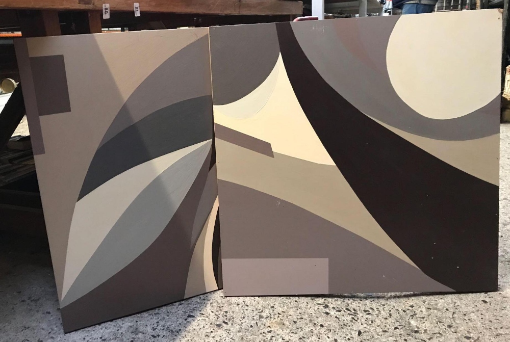 SET OF 4 ABSTRACT PAINTINGS ON WOOD BY MARGIE HAYES (2003)