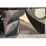 SET OF 4 ABSTRACT PAINTINGS ON WOOD BY MARGIE HAYES (2003)