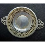 A SILVER SWEET DISH WITH PIERCED SIDES & HANDLES - B'HAM 1911