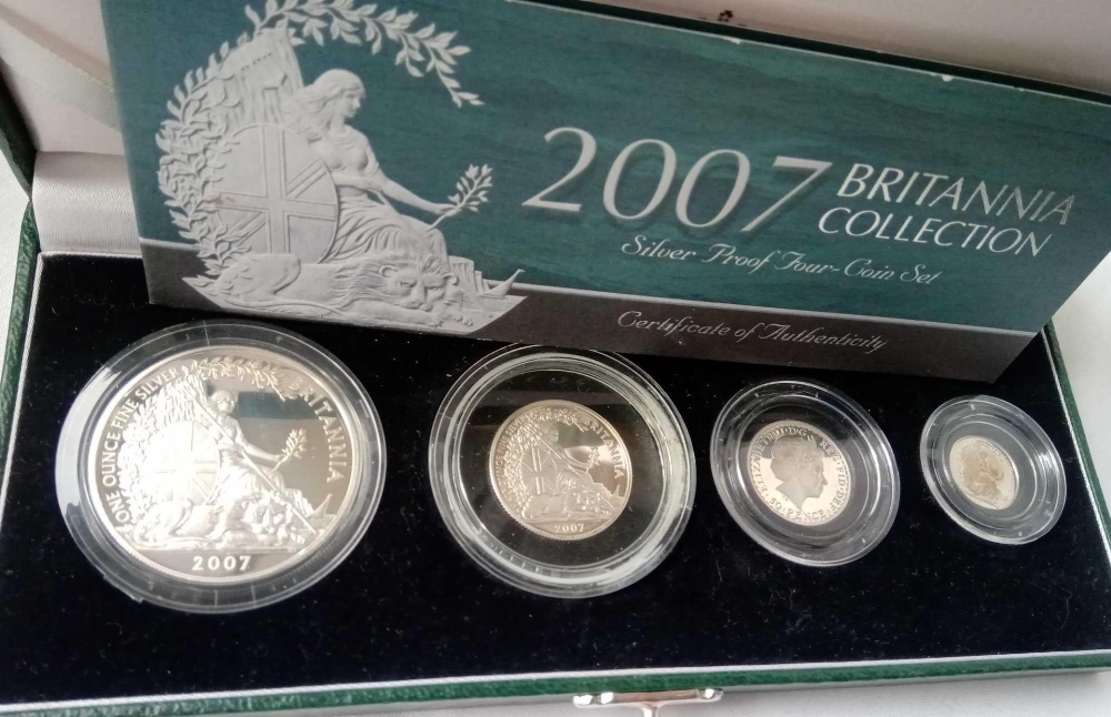 Brittania silver proof set 2007 4 coins with paperework boxed