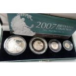 Brittania silver proof set 2007 4 coins with paperework boxed