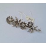 Silver and marcasite sunflower brooch