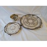 Victorian pierced border salver 12" diam, another and a bowl