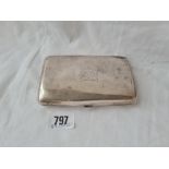 Sterling silver cigar case of curved outline. 153gms