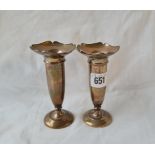 Pair of spill vases with pedestal bases 5 inch high Birmingham 1925