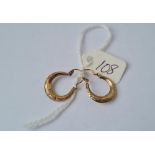 Small pair Creole style 9ct ear hoops 1.2g