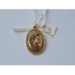 A gold stone set pendant (14ct unmarked) - 3.9gms