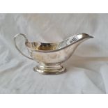Oval sauce boat on spreading base. 7in over handle Birmingham 1910. 157gms.