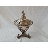 19thC Lidded Italian bowl with figure finial to cover.8.5 inch high. 410gms