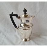 small baluster shaped water jug hinge cover. 7in high Sheffield 1902. 281gms