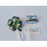 Two silver & enamel brooches