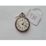 An attractive ladies fob watch with gold overlay back