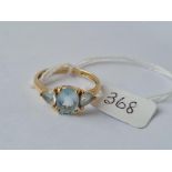 A pale blue stone dress ring in 9ct - size T - 2.36gms