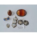 A silver ring, brooch & pendants etc.